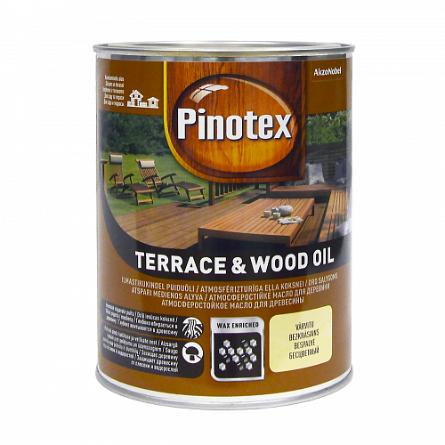 Олія для обробки дерева Pinotex Terrace & Wood Oil атмосферостійка, безбарвна, BC, 1 л 2 Олія для обробки дерева Pinotex Terrace & Wood Oil атмосферостійка, безбарвна, BC, 1 л 2