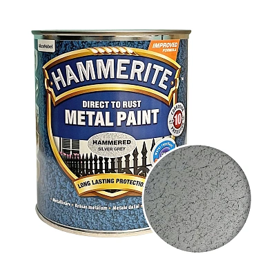 Фарба молоткова 3 в 1 по металу Hammerite Metal Paint Hammered захисна, сріблясто-сіра, 0.75 л Фарба молоткова 3 в 1 по металу Hammerite Metal Paint Hammered захисна, сріблясто-сіра, 0.75 л
