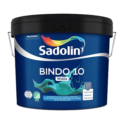 Эмульсионная краска Sadolin Bindo 10 для стен, бесцветная, BC, 8.37 л  - shlifarb.com.ua Эмульсионная краска Sadolin Bindo 10 для стен, бесцветная, BC, 8.37 л