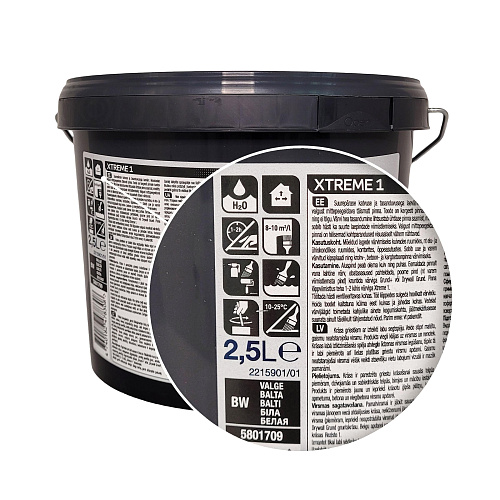 Фарба на водній основі Sadolin Professional Xtreme 1 для стелі, біла, база BW, 2.5 л 3