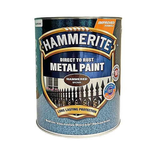 Краска молотковая 3 в 1 по металлу Hammerite Metal Paint Hammered защитная, коричневая, 5 л  - shlifarb.com.ua 2 Краска молотковая 3 в 1 по металлу Hammerite Metal Paint Hammered защитная, коричневая, 5 л 2