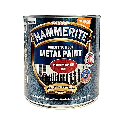 Краска молотковая 3 в 1 по металлу Hammerite Metal Paint Hammered защитная, красная, 2.5 л 2