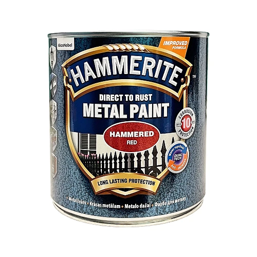 Краска молотковая 3 в 1 по металлу Hammerite Metal Paint Hammered защитная, красная, 2.5 л 2