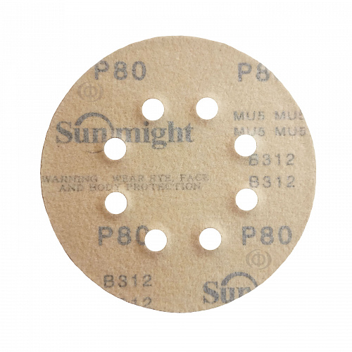 Круг абразивний Sunmight Gold, 8 отворів, D125, P80, 100 шт 4 Круг абразивний Sunmight Gold, 8 отворів, D125, P80, 100 шт 4