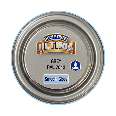 Гладка фарба 3 в 1 по металу на водній основі Hammerite Ultima Smooth захисна, глянцева, сіра RAL 7042, 0.7 л (5774717) 3