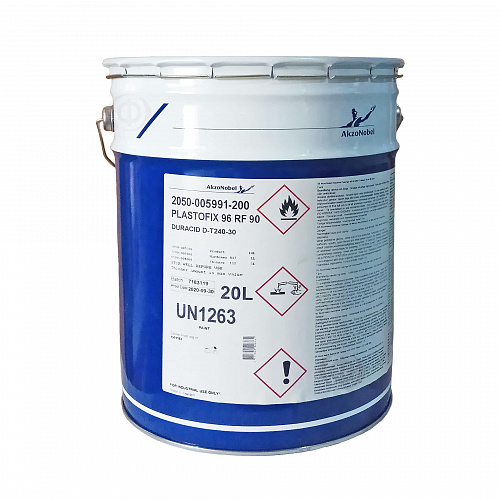 Лак кислотного отверждения AkzoNobel Plastofix 96 RF 90, двухкомпонентный, бесцветный, 20 л (5180920)  - shlifarb.com.ua  Лак кислотного отверждения AkzoNobel Plastofix 96 RF 90, двухкомпонентный, бесцветный, 20 л (5180920)