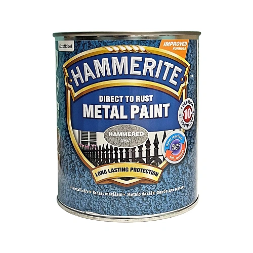 Краска молотковая 3 в 1 по металлу Hammerite Metal Paint Hammered защитная, серая, 0.75 л  - shlifarb.com.ua 2 Краска молотковая 3 в 1 по металлу Hammerite Metal Paint Hammered защитная, серая, 0.75 л 2