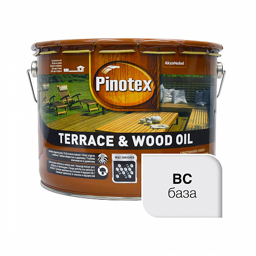 Масло для обработки дерева Pinotex Terrace & Wood Oil атмосферостойкое, бесцветное, BC, 10 л - shlifarb.com.ua Масло для обработки дерева Pinotex Terrace & Wood Oil атмосферостойкое, бесцветное, BC, 10 л