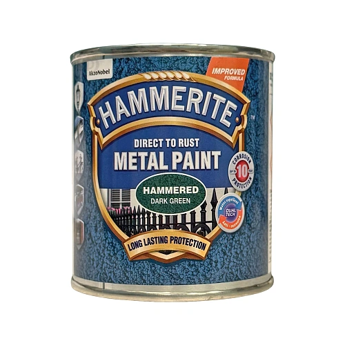 Фарба молоткова 3 в 1 по металу Hammerite Metal Paint Hammered захисна, темно-зелена, 0.25 л 2