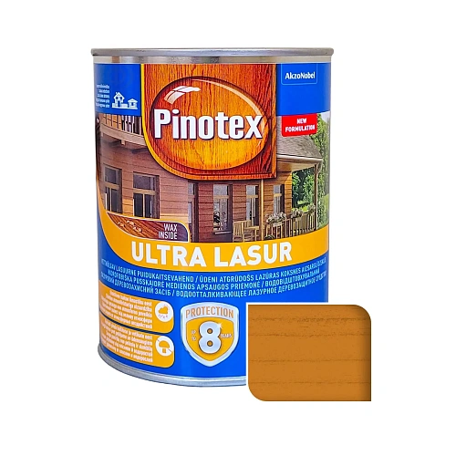 Пропитка лазурная для дерева Pinotex Ultra Lasur с декоративным эффектом, калужница, 1 л  - shlifarb.com.ua  Пропитка лазурная для дерева Pinotex Ultra Lasur с декоративным эффектом, калужница, 1 л