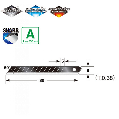 Змінні сегментні леза Tajima Razar Black 60° 9 мм, 10 шт (LCB30RBC) 3