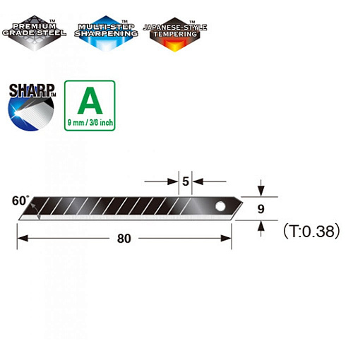 Змінні сегментні леза Tajima Razar Black 60° 9 мм, 10 шт (LCB30RBC) 3