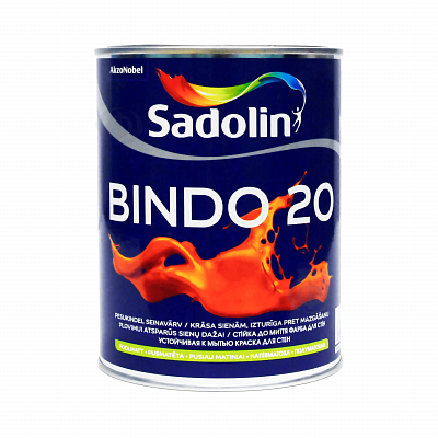 Латексная краска Sadolin Bindo 20 для стен и потолка, белая, BW, 1 л