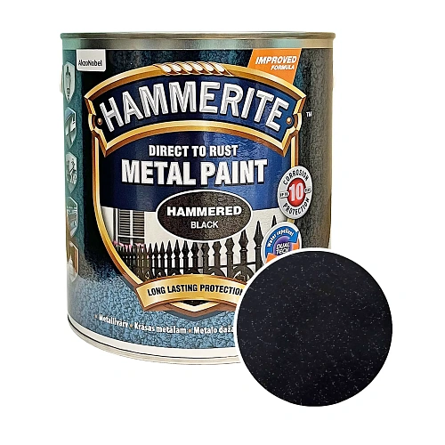 Фарба молоткова 3 в 1 по металу Hammerite Metal Paint Hammered захисна, чорна, 2.5 л  Фарба молоткова 3 в 1 по металу Hammerite Metal Paint Hammered захисна, чорна, 2.5 л