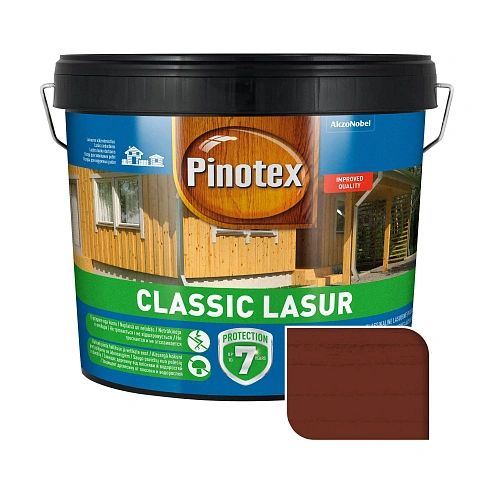 Пропитка лазурная для дерева Pinotex Classic Lasur с декоративным эффектом, красное дерево, 10 л - shlifarb.com.ua Пропитка лазурная для дерева Pinotex Classic Lasur с декоративным эффектом, красное дерево, 10 л