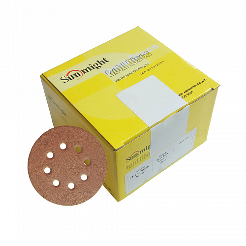 Круг абразивний Sunmight Gold, 8 отворів, D125, P150, 100 шт  Круг абразивний Sunmight Gold, 8 отворів, D125, P150, 100 шт
