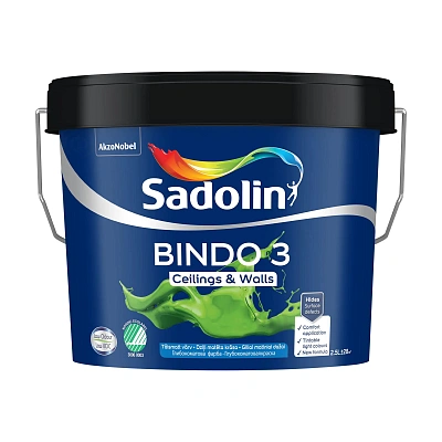Емульсійна фарба Sadolin Bindo 3 для стін та стелі, біла, BW, 2.5 л Емульсійна фарба Sadolin Bindo 3 для стін та стелі, біла, BW, 2.5 л