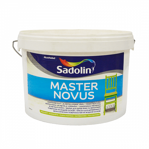 Алкидная краска Sadolin Master Novus для дерева и металла, полуматовая, белая, BW, 10 л - shlifarb.com.ua Алкидная краска Sadolin Master Novus для дерева и металла, полуматовая, белая, BW, 10 л