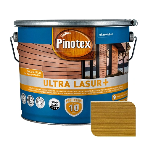 Пропитка лазурная для дерева Pinotex Ultra Lasur+ с декоративным эффектом, орегон, 10 л 