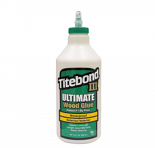Універсальний ПВА клей для дерева Titebond III Ultimate Wood Glue D4, світло-коричневий, 946 мл (1415)  Універсальний ПВА клей для дерева Titebond III Ultimate Wood Glue D4, світло-коричневий, 946 мл (1415)
