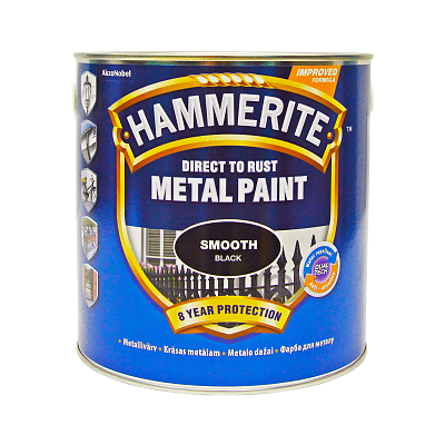 Краска 3 в 1 по металлу Hammerite Metal Paint Smooth защитная, черная, 2.5 л - shlifarb.com.ua 2 Краска 3 в 1 по металлу Hammerite Metal Paint Smooth защитная, черная, 2.5 л 2