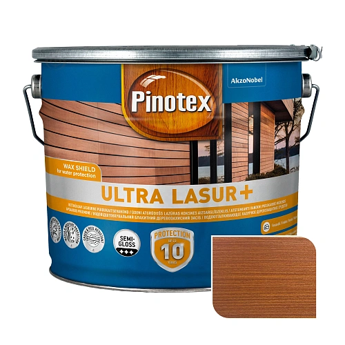 Пропитка лазурная для дерева Pinotex Ultra Lasur+ с декоративным эффектом, красное дерево, 10 л - shlifarb.com.ua Пропитка лазурная для дерева Pinotex Ultra Lasur+ с декоративным эффектом, красное дерево, 10 л