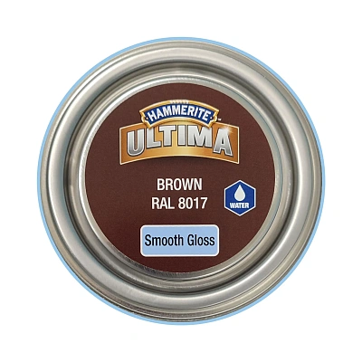 Гладка фарба 3 в 1 по металу на водній основі Hammerite Ultima Smooth захисна, глянцева, коричнева RAL 8017, 2.2 л (5774727) 3