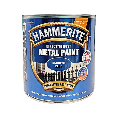 Гладкая краска 3 в 1 по металлу Hammerite Metal Paint Smooth защитная, синяя RAL 5010, 2.5 л 2