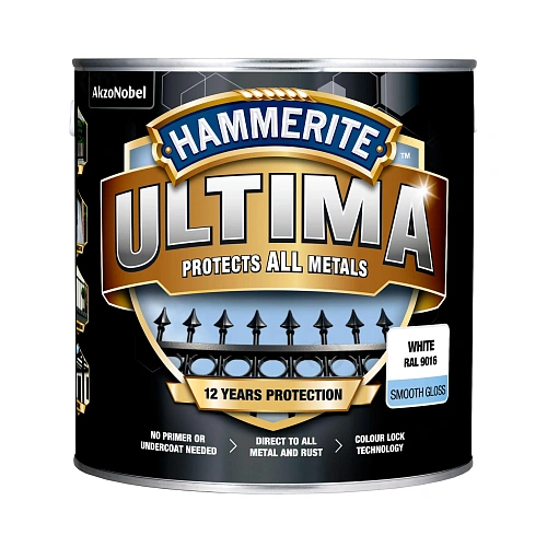 Гладка фарба 3 в 1 по металу на водній основі Hammerite Ultima Smooth захисна, глянцева, біла RAL 9016, 2.2 л (5774726) 2 Гладка фарба 3 в 1 по металу на водній основі Hammerite Ultima Smooth захисна, глянцева, біла RAL 9016, 2.2 л (5774726) 2