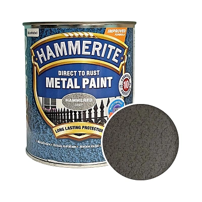 Краска молотковая 3 в 1 по металлу Hammerite Metal Paint Hammered защитная, серая, 0.75 л  - shlifarb.com.ua Краска молотковая 3 в 1 по металлу Hammerite Metal Paint Hammered защитная, серая, 0.75 л