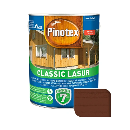 Пропитка лазурная для дерева Pinotex Classic Lasur с декоративным эффектом, тик, 3 л 