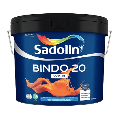 Емульсійна фарба Sadolin Bindo 20 для стін, біла, BW, 9 л