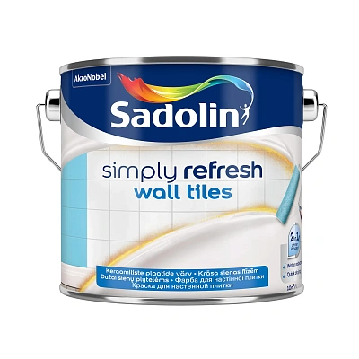 Краска 2-в-1 Sadolin Simply Refresh Wall Tiles для керамической плитки, полуматовая, бесцветная, BC, 2.33 л
