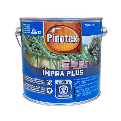 Пропитка для скрытых деревянных конструкций Pinotex Impra Plus, зеленая, 2.5 л - shlifarb.com.ua Пропитка для скрытых деревянных конструкций Pinotex Impra Plus, зеленая, 2.5 л
