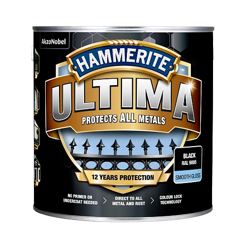 Гладка фарба 3 в 1 по металу на водній основі Hammerite Ultima Smooth захисна, глянцева, чорна RAL 9005, 2.2 л (5774725) 2 Гладка фарба 3 в 1 по металу на водній основі Hammerite Ultima Smooth захисна, глянцева, чорна RAL 9005, 2.2 л (5774725) 2