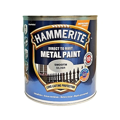 Гладкая краска 3 в 1 по металлу Hammerite Metal Paint Smooth защитная, серебристая, 2.5 л 2
