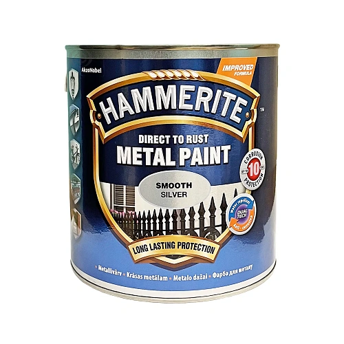 Гладкая краска 3 в 1 по металлу Hammerite Metal Paint Smooth защитная, серебристая, 2.5 л 2