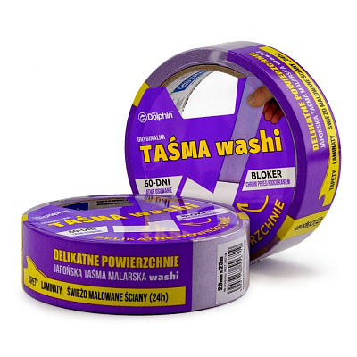Професійна малярна стрічка (скотч) для делікатних поверхонь Blue Dolphin WASHI, 29мм х 25м, бузкова (WDT_56719) Професійна малярна стрічка (скотч) для делікатних поверхонь Blue Dolphin WASHI, 29мм х 25м, бузкова (WDT_56719)