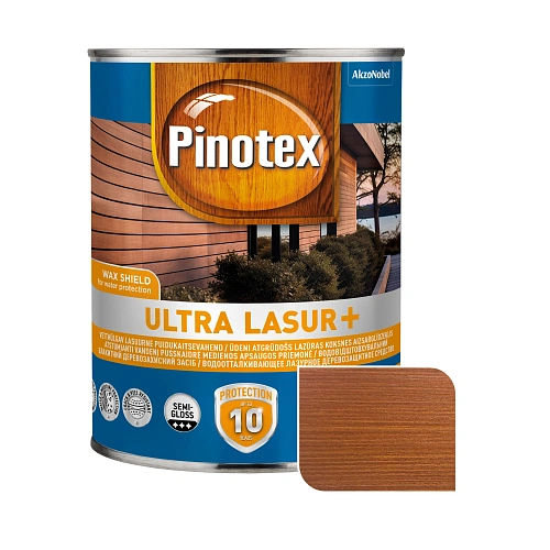 Пропитка лазурная для дерева Pinotex Ultra Lasur+ с декоративным эффектом, красное дерево, 1 л - shlifarb.com.ua Пропитка лазурная для дерева Pinotex Ultra Lasur+ с декоративным эффектом, красное дерево, 1 л