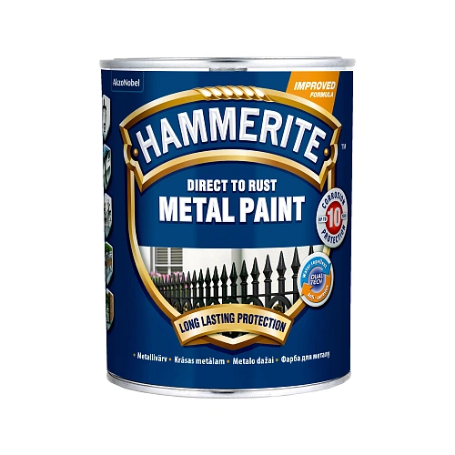 Гладка фарба 3 в 1 по металу Hammerite Metal Paint Smooth захисна, темно-сіра RAL 7012, 0.75 л 