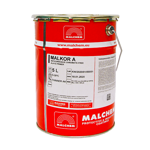 Грунт по металлу Malchem Malkor A антикоррозийный без хроматов, светло-серый (RAL 7030), 5 л  - shlifarb.com.ua  Грунт по металлу Malchem Malkor A антикоррозийный без хроматов, светло-серый (RAL 7030), 5 л