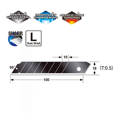 Змінні сегментні леза Tajima Dora Razar Black Blades 60° 18 мм, 10 шт (CB50RB) 3 Змінні сегментні леза Tajima Dora Razar Black Blades 60° 18 мм, 10 шт (CB50RB) 3