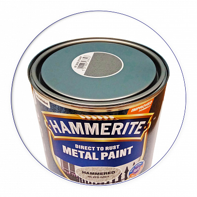 Фарба молоткова 3 в 1 по металу Hammerite Metal Paint Hammered захисна, сріблясто-сіра, 2.5 л 2 Фарба молоткова 3 в 1 по металу Hammerite Metal Paint Hammered захисна, сріблясто-сіра, 2.5 л 2