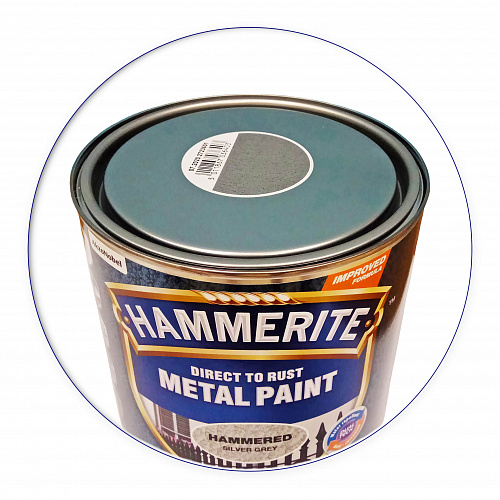 Фарба молоткова 3 в 1 по металу Hammerite Metal Paint Hammered захисна, сріблясто-сіра, 2.5 л 2 Фарба молоткова 3 в 1 по металу Hammerite Metal Paint Hammered захисна, сріблясто-сіра, 2.5 л 2