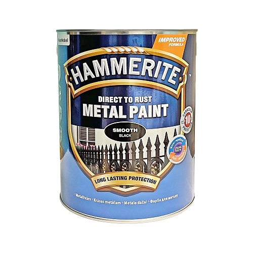 Гладка фарба 3 в 1 по металу Hammerite Metal Paint Smooth захисна, чорна RAL 9005, 5 л 2 Гладка фарба 3 в 1 по металу Hammerite Metal Paint Smooth захисна, чорна RAL 9005, 5 л 2