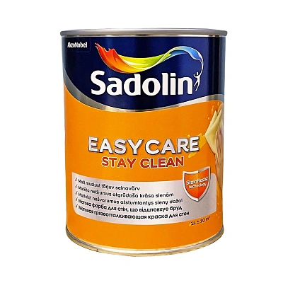 Акриловая краска Sadolin EasyCare для стен и потолка грязеотталкивающая, белая, BW, 1 л