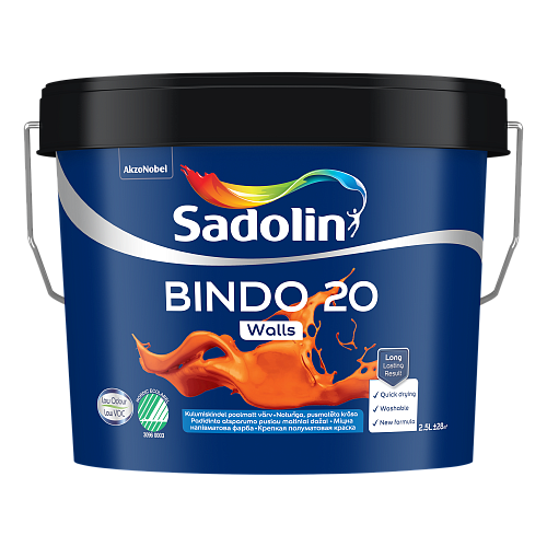 Емульсійна фарба Sadolin Bindo 20 для стін, BW, 2.5 л 