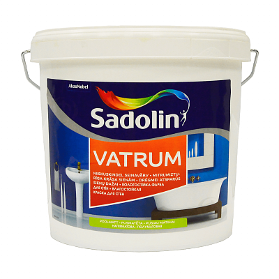 Акриловая краска Sadolin Vatrum для стен и потолка влагостойкая, белая, BW, 5 л - shlifarb.com.ua Акриловая краска Sadolin Vatrum для стен и потолка влагостойкая, белая, BW, 5 л
