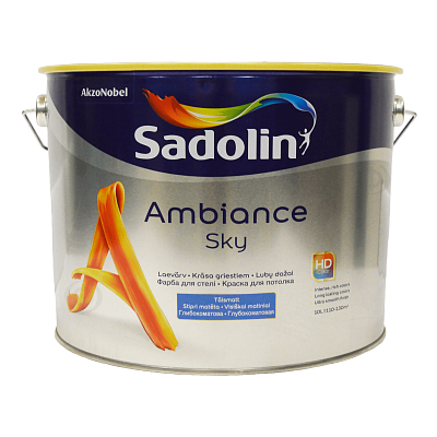 Латексная краска Sadolin Ambiance Sky для потолка, белая, 10 л  - shlifarb.com.ua Латексная краска Sadolin Ambiance Sky для потолка, белая, 10 л