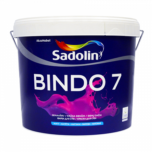 Латексна фарба Sadolin Bindo 7 для стін та стелі, біла, BW, 10 л 